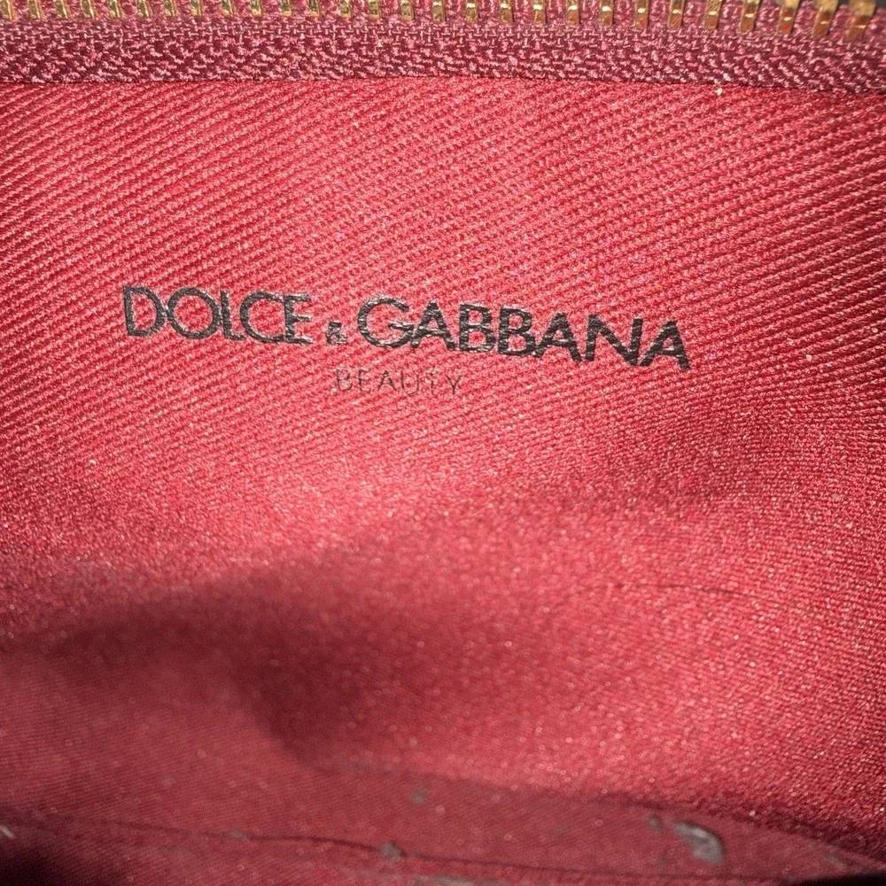 DOLCE & GABBANA BEAUTY RED MAROON ZIPPER POUCH VELOUR VELVET MAKEUP BAG TRAVEL